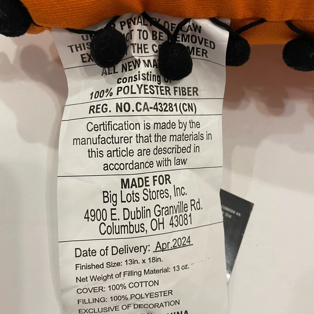 Halloween BOO Ghost Pumpkin Spider Orange Decorative 13”x18” Pillow NWT